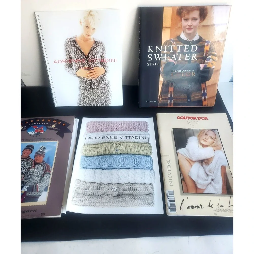 Lot of 5 Knitting Pattern Book Sweater Adrienne Vittadini Vol. 6 Dale Norway etc